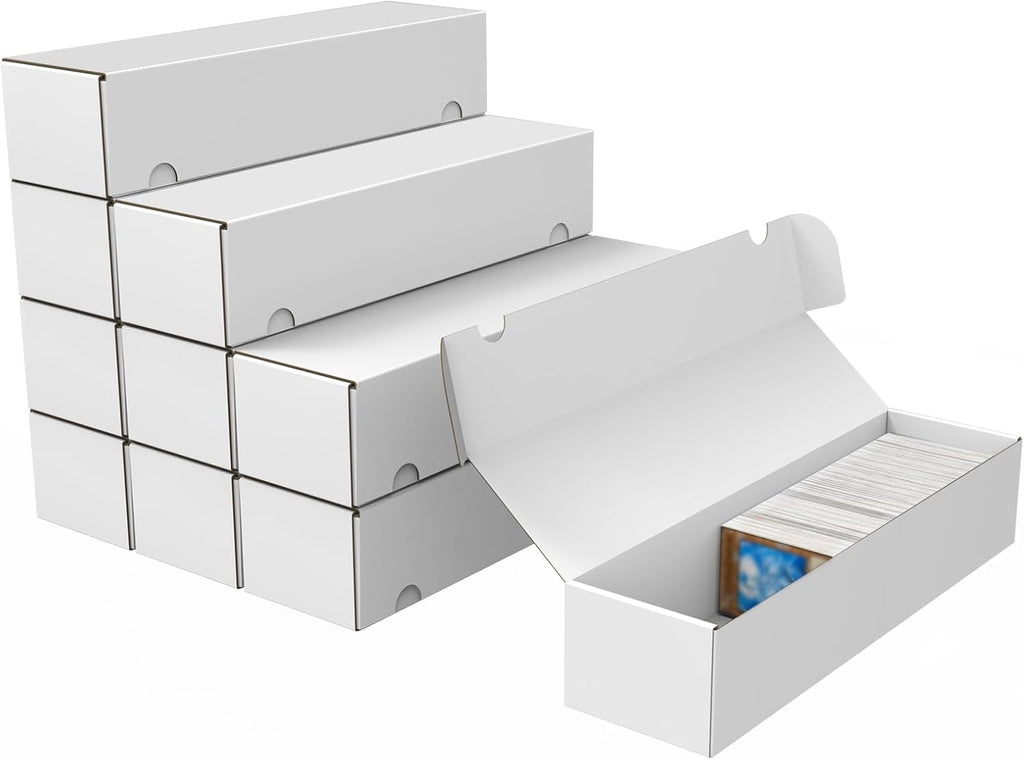 Trading Card Storage Box, 10-Pack 1100 Count White Corrugated Cardboard Box | Bulk Sports Storage Box for