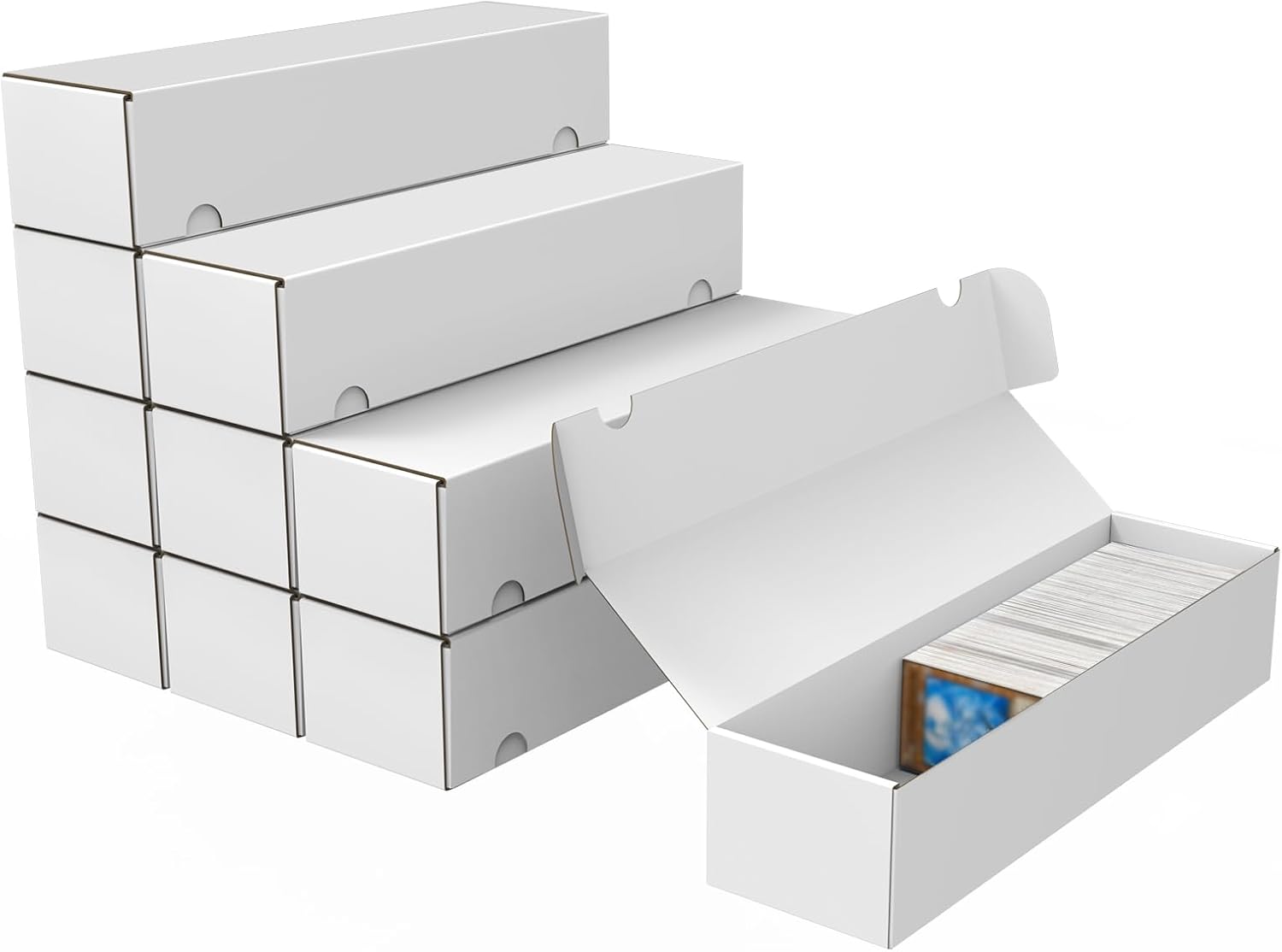 Trading Card Storage Box, 10-Pack 1100 Count White Corrugated Cardboard Box | Bulk Sports Storage Box for
