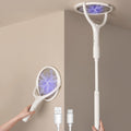Electric Fly Swatter Electric Bug Zapper Racket Fly Zapper Racket | Telescopic Extension, Rotating Head USB-C