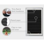 No Tools Original Blackout Pleated Paper Shade Black, 36" W x 72" L, 6 Pack