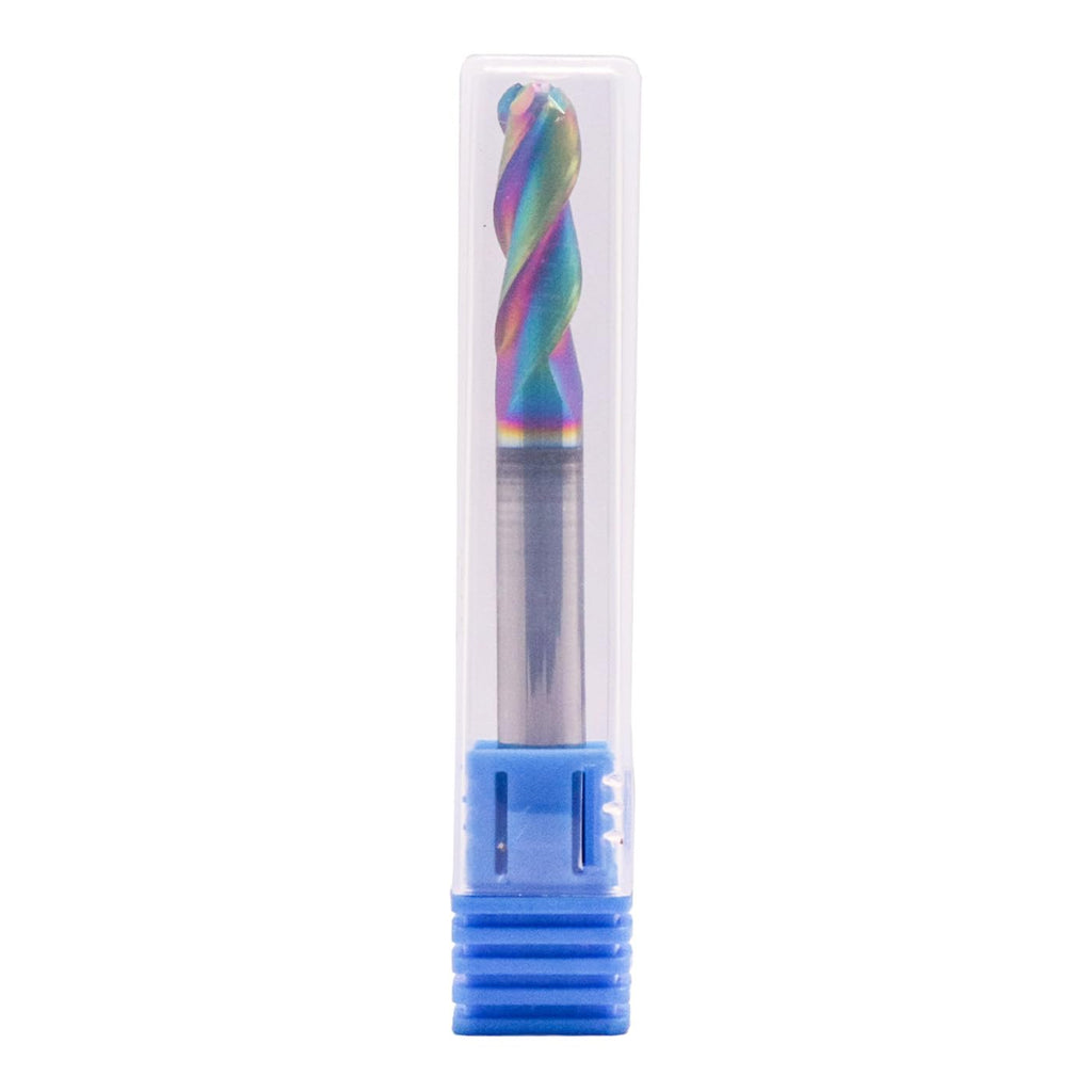 1/4" 3 Flute 37° Helix Solid Carbide Ball Nose End Mill, DLC Coated