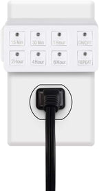 BN-LINK Indoor Countdown Timer with Repeat Function, 3-Prong Outlet Timer