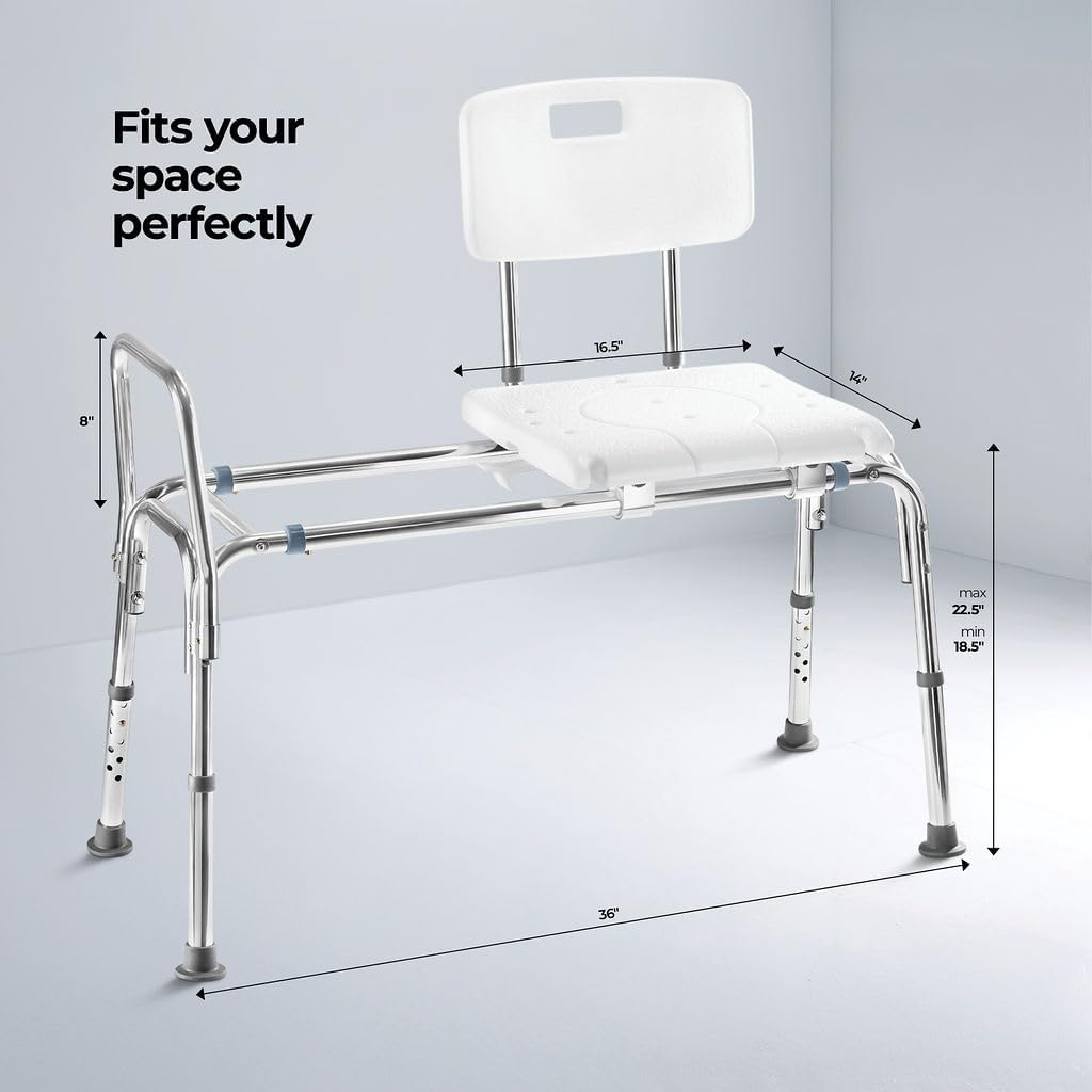 Tub Transfer Bench Sliding Shower Bench for Bathtub Shower Chair for Inside Shower Shower Chair for Elderly and