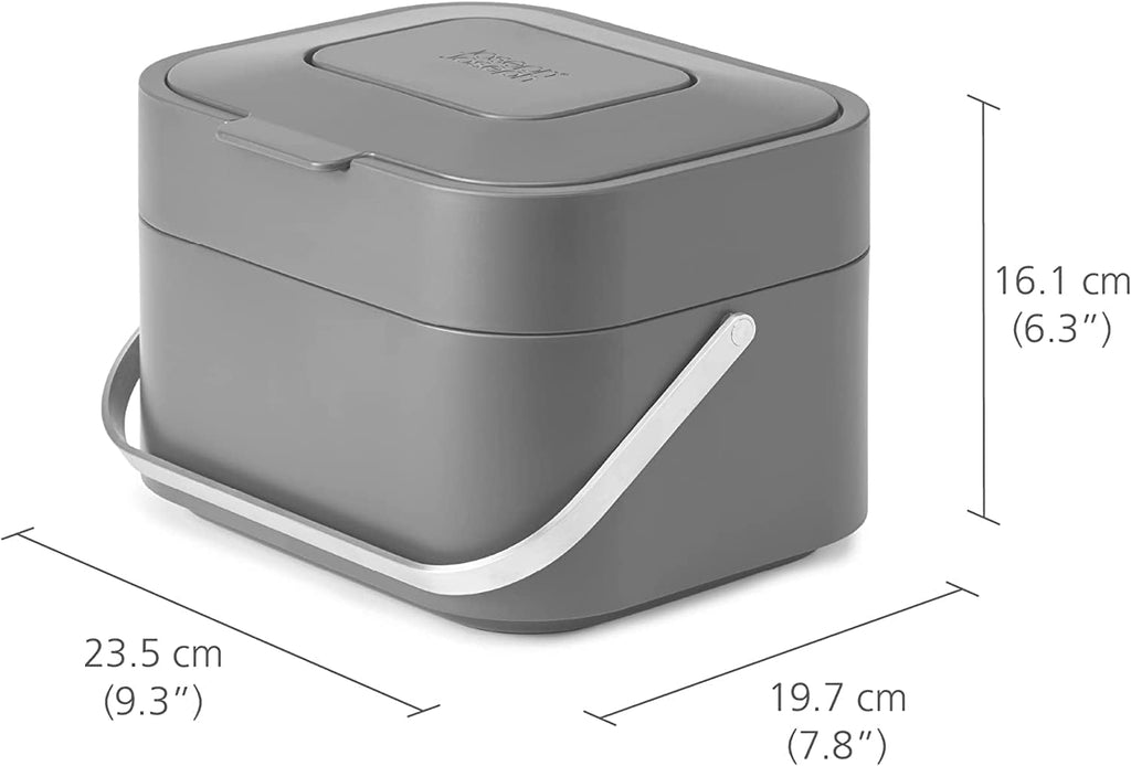 Intelligent Waste Compost Bin Food Waste Caddy with Odor Filter and Ventilation, 1 Gallon / 4 liters, Graphite