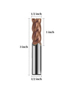 1/2" Carbide Roughing End Mill, 4 Flute End Mill Bits, 1/2" Cutting Dia