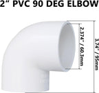 5 Pack 2 inch PVC Elbow Pipe Fittings Schedule 40 (Socket x Socket)