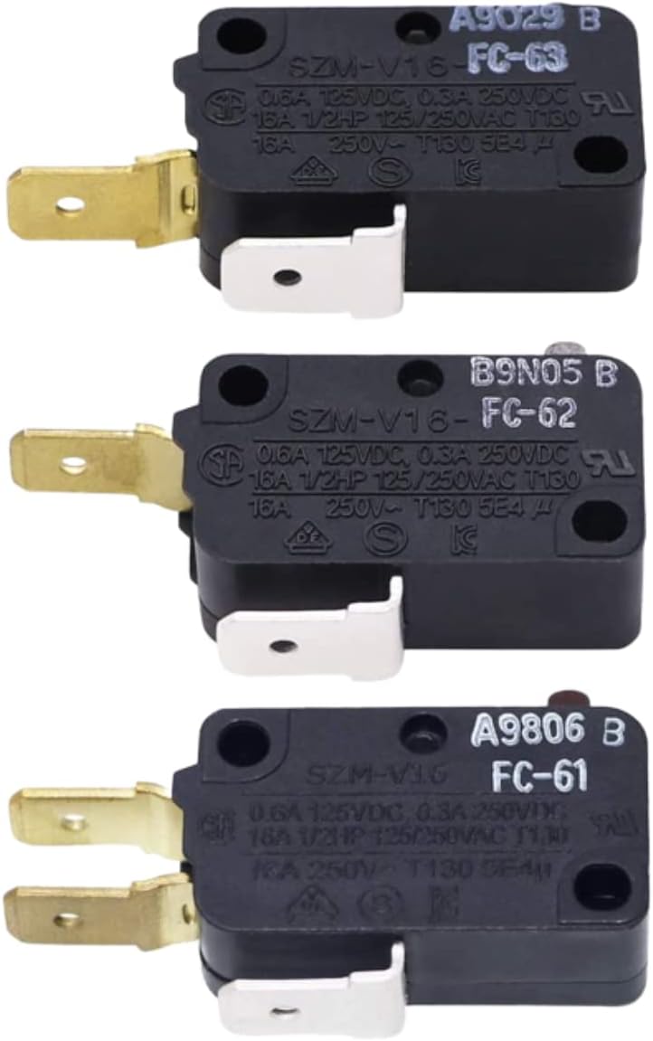 3 Pack Door Switch Replacement for Whirlpool WMH1163XVS1 WMH1164XVS3 WMH1164XWS1 WMH2175XVB2 WMH2175XVB3 WMH2175XVB4 WMH2175XVB5 Microwave