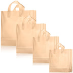 100 Pcs Plastic Gift Bags with Handles, Khaki