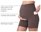 Maternity Biker Shorts Pockets Dark Brown 5" X-Large