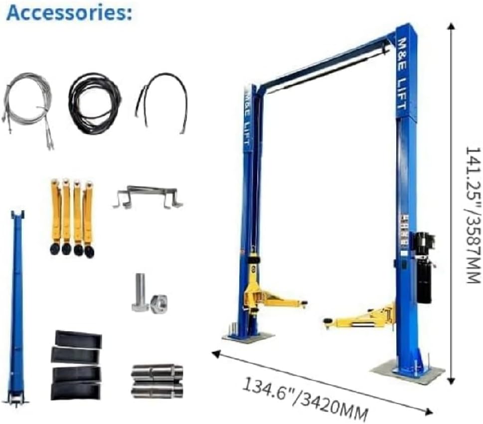 ME-LM110S Two Post Lift 11000Lbs Capacity, Hydraulic Auto Car Lift 2 Post Lift, 220V/60Hz Heavy Duty Vehicle Lift for