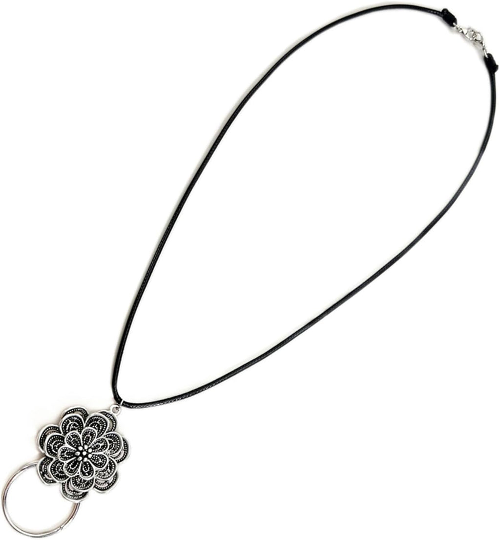 Glasses Necklace Sunglasses Holder Hanging Ring Leather Cord Eyeglasses Strap Flower Loop Ring