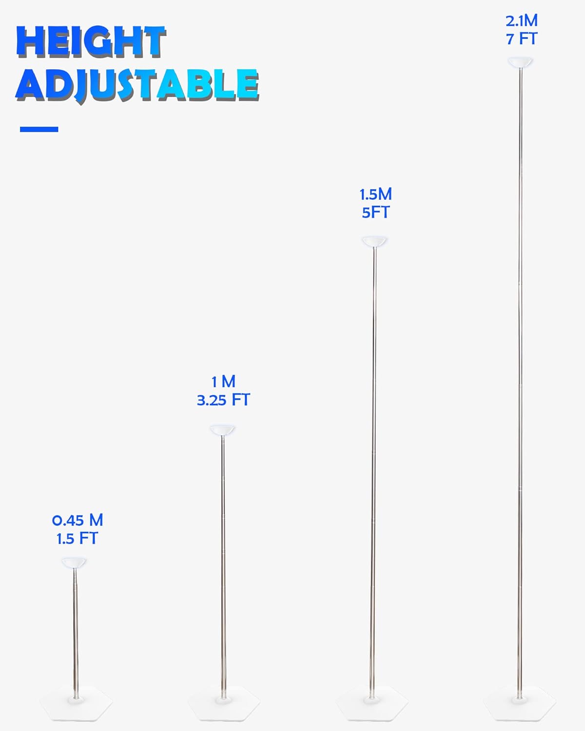 Telescoping Balloon Stand Set of 4, 1.5ft to 7ft Free Adjustable Metal Balloon Column Stand for Party Decorations