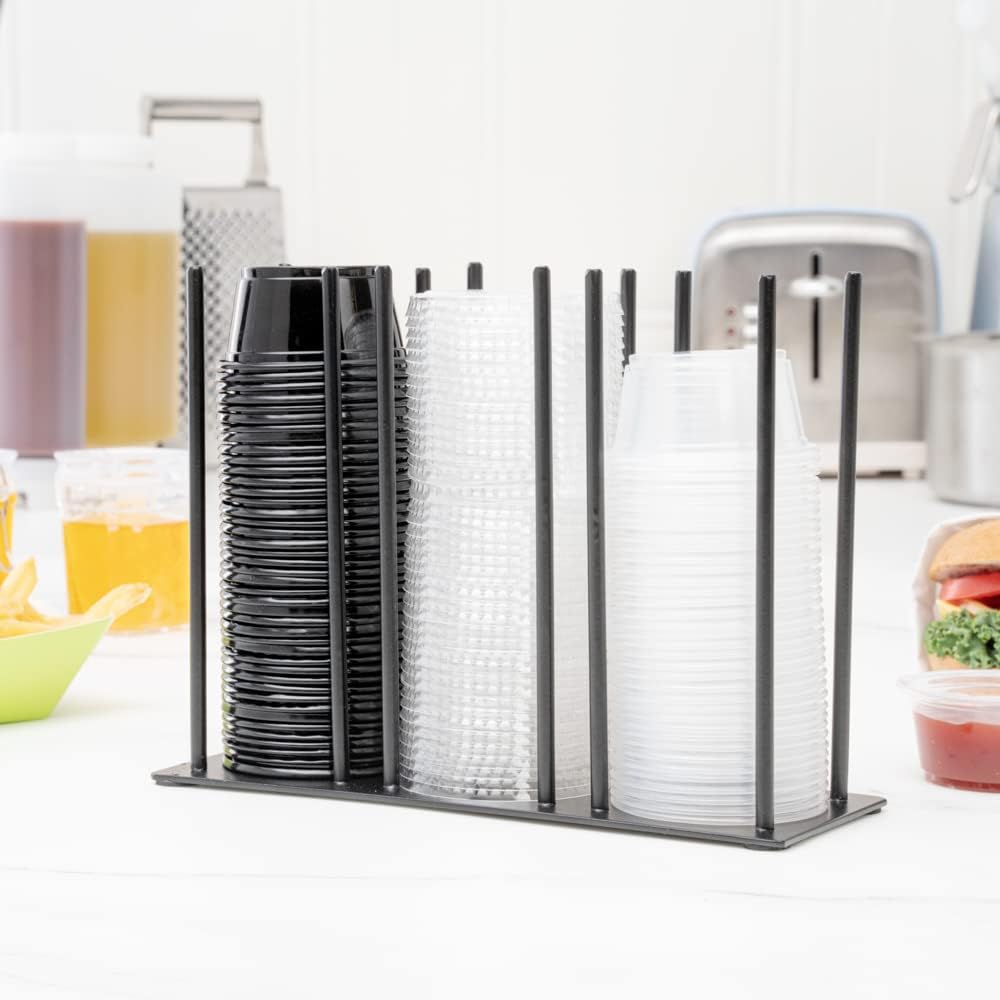 3 Section Black Iron Portion Cup and Lid Organizer, 1 Count
