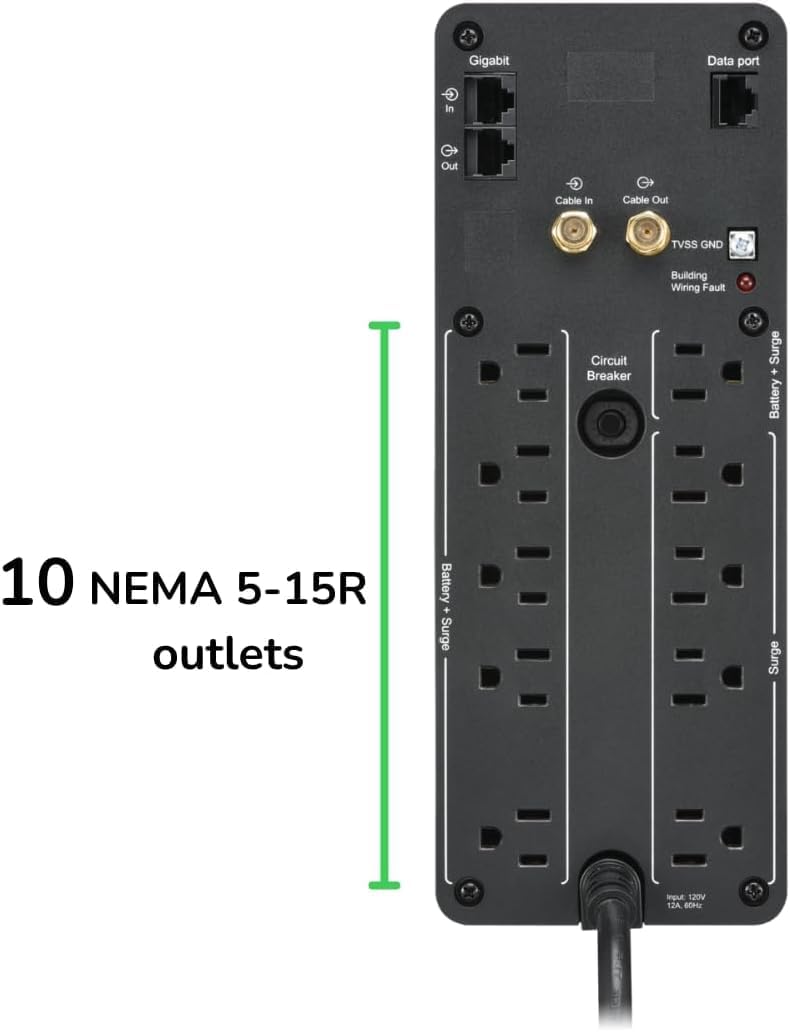 UPS 1500VA/900W Pure Sine Wave UPS for Computer, Electronics, BR1500MS2 | Back-UPS Pro sinewave UPS for PC, gaming &