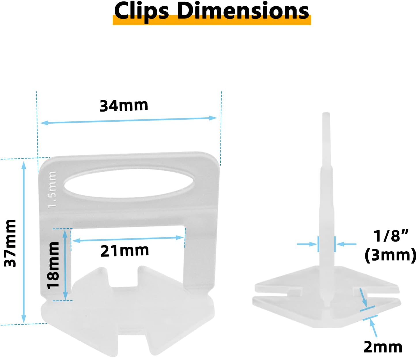 Tile Leveling System 1000-Piece Tile Leveling Spacer Clips and 300-Piece Reusable Wedges Tile Leveler Tool Set for