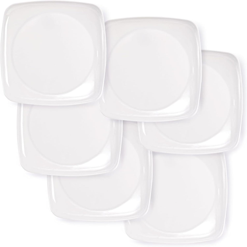 6 Pack 10.5" Melamine Sqaure Dinner Plates, Unbreakable Serving Dishes, Modern Square Dinnerware, Square Serving