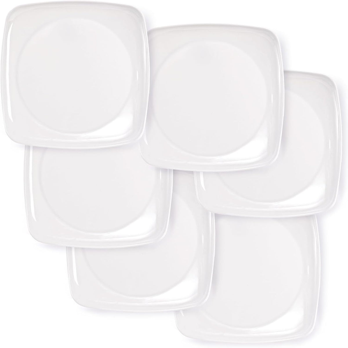 6 Pack 10.5" Melamine Sqaure Dinner Plates, Unbreakable Serving Dishes, Modern Square Dinnerware, Square Serving