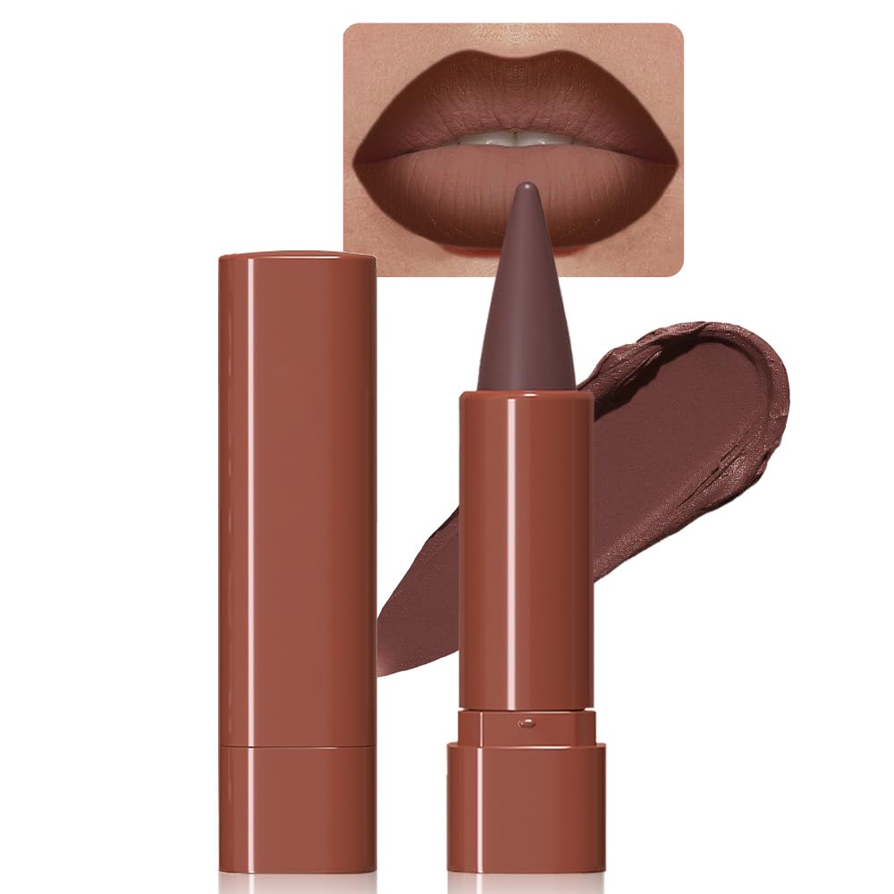 Dark Brown Lip Liner, 2in1 Lip Liner and Lipstick,Matte Lipstick