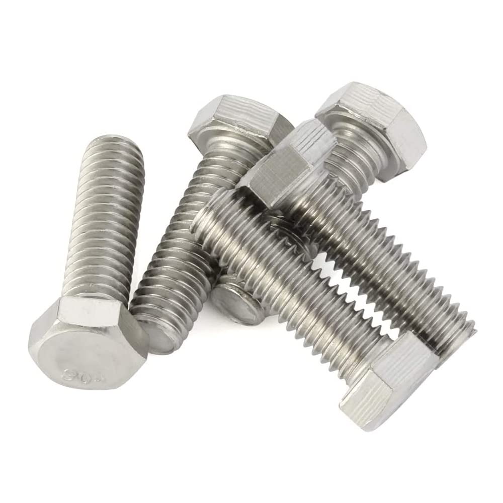 Mellewell 1/2-13 x 3 Hex Head Screw Bolt, Fully Threaded, Stainless Steel 18-8 (304), Plain Finish, Quantity 4