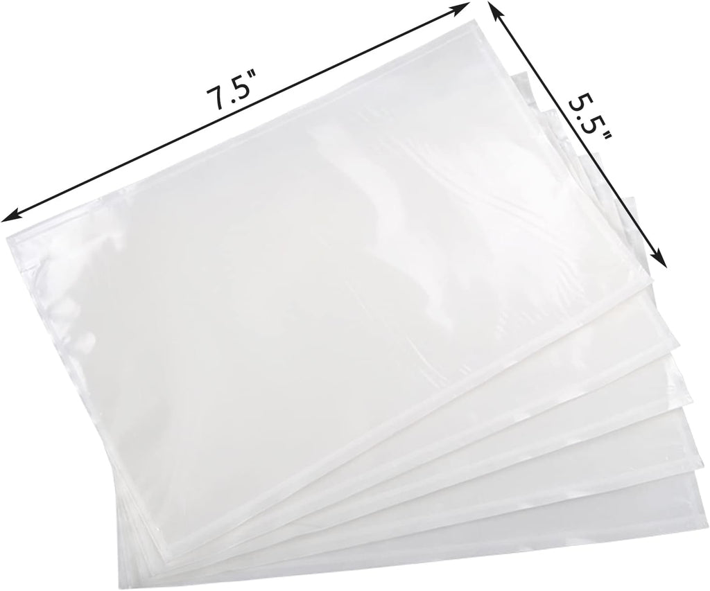 Packing List Envelopes, Clear 7.5" x 5.5" Self Adhesive Shipping Labels Envelope Pouches (100 PCS)
