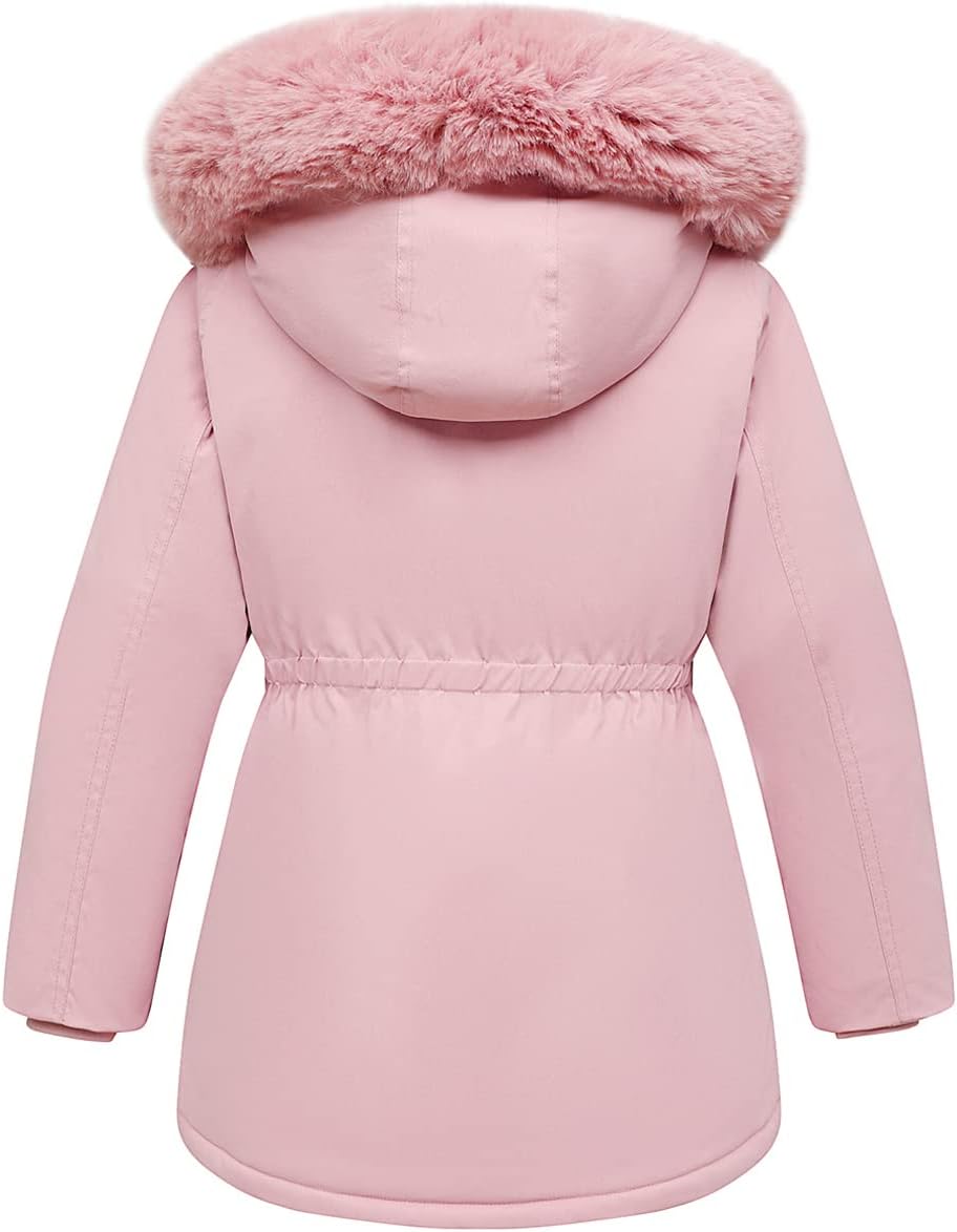 Girls Long Waterproof Winter Coat Kids Warm Hooded Parka | Waterproof puffer keeps girls dry. Fleece-lined.