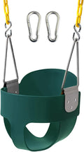 59 High Back Full Bucket Toddler Swing Seat with Heavy Duty Plastic Coated Chains, Fully Assembled for Playground