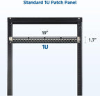 10Gbps 1U 24-Port Cat6A Ethernet Patch Panel | 19-Inch, Inline Keystone, Cable Management Bar, Rackmount or Wall