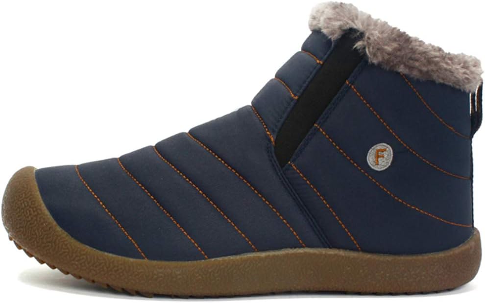 Men's Women's Snow Boots Waterproof Fur Lined Slip On Ankle Boots Cotton Insulated Warm Winter Footwear Anti Slip