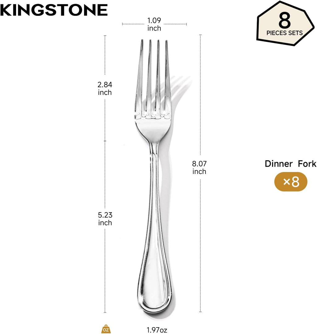 8-Piece 8-Inch Teardrop Dinner Forks Set, 18/10 Stainless Steel Table Fork