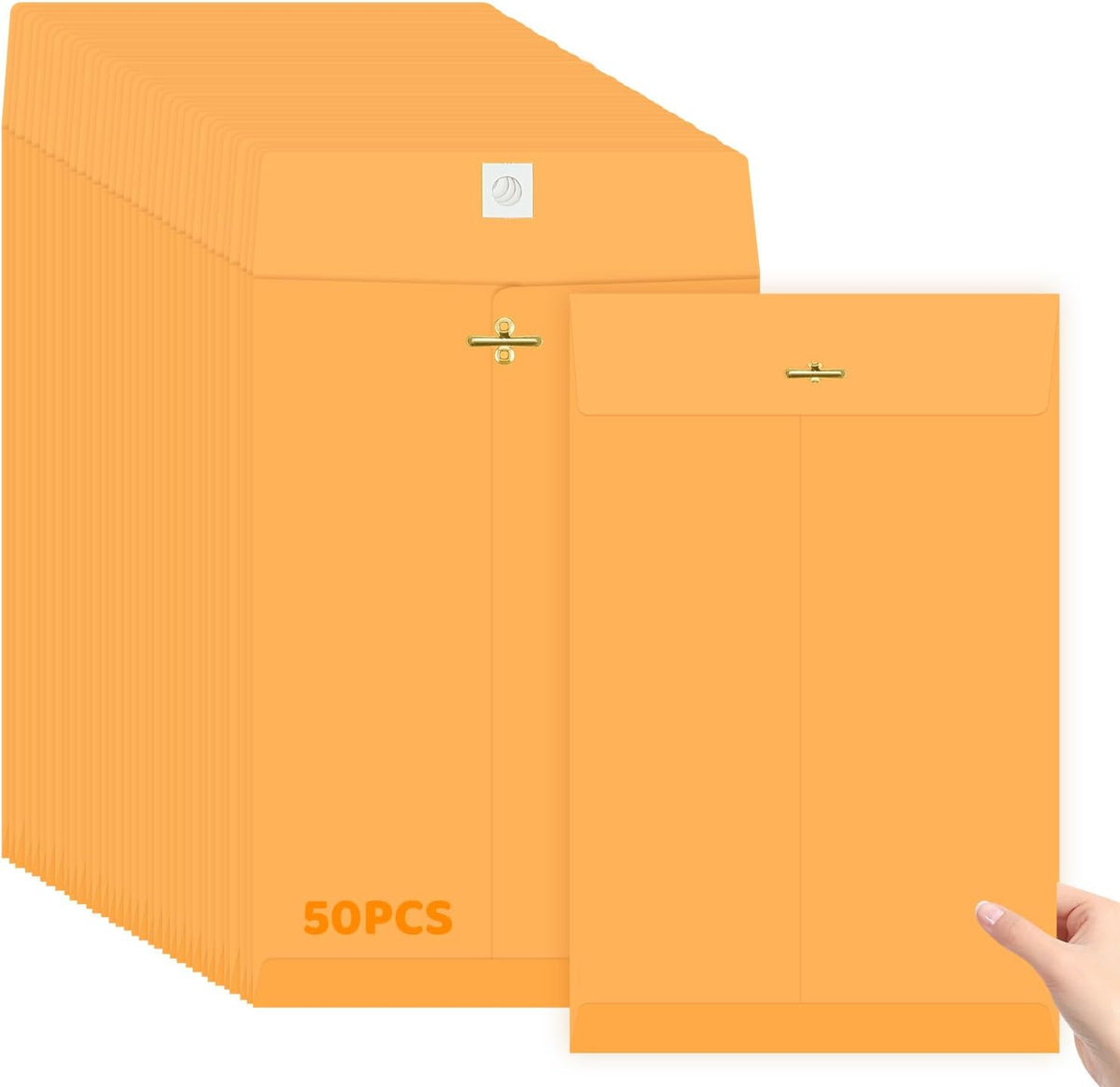 Manila Envelopes, 9×12 50PCS Brown Kraft Catalog Envelope with Clasp Closure, Clasp Envelopes for Home, Office