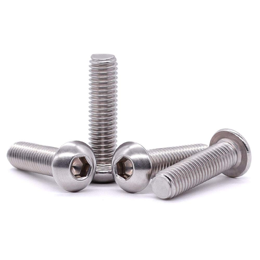 M10-1.5 x 25mm Button Head Socket Cap Screws 304 Stainless Steel 18-8 Hex Socket Cap Screws, Allen Hex Drive, Full Thread, Coarse Thread UNC, 20 PCS