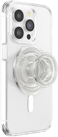 Phone Grip for MagSafe, Magnetic Holder, Phone Stand, Clear - Clear Glitter