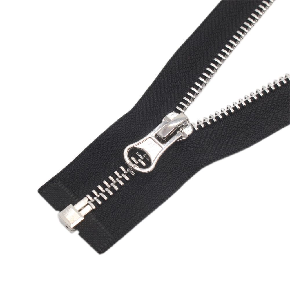 2PCS #5 30 Inch Silver Separating Jacket Zippers for Sewing