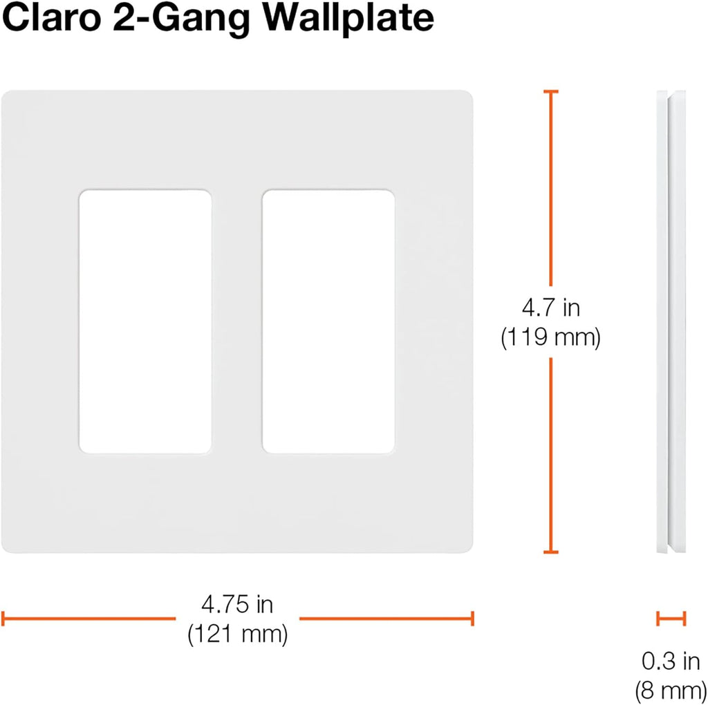 Lutron Claro Light Switch Cover Plate, 2 Gang Wallplate, Satin