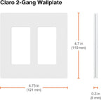Lutron Claro Light Switch Cover Plate, 2 Gang Wallplate, Satin
