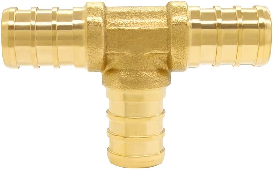 Hooshing 16 Pack 1/2 Inch PEX Tee Fittings Solid Brass Crimp Fitting