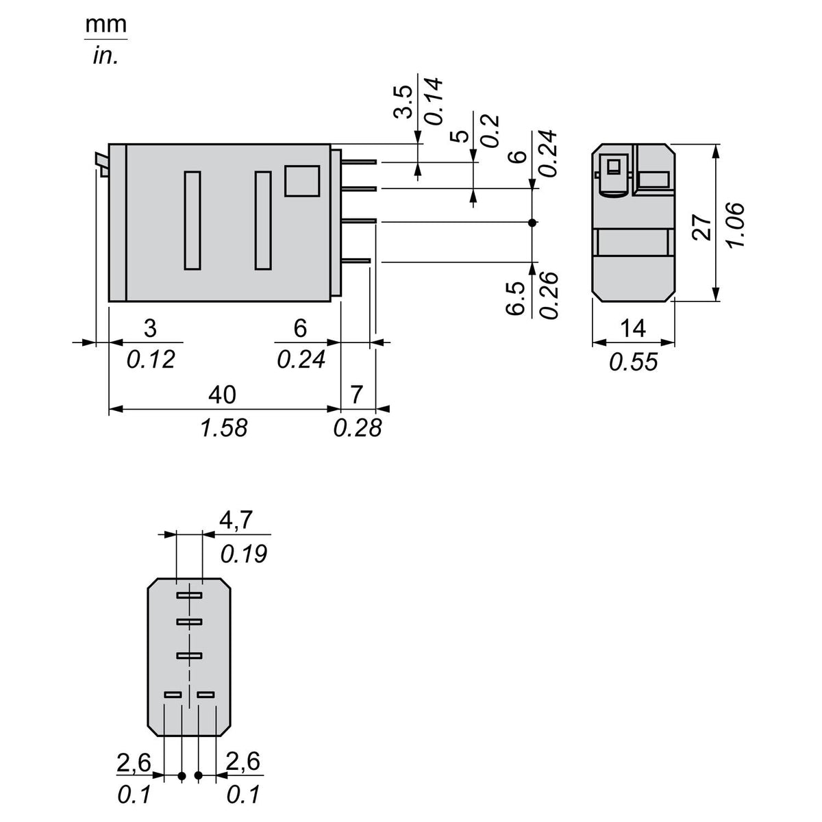Plug In Relay, 5 Pins, Square, 24Vac