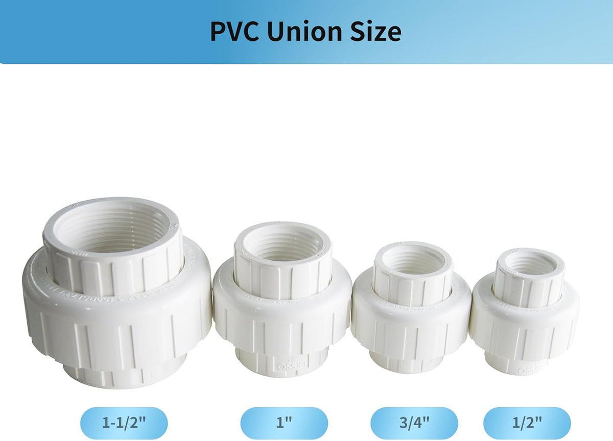 LESSO 4PCS 1/2 inch PVC Female Thread Union, White