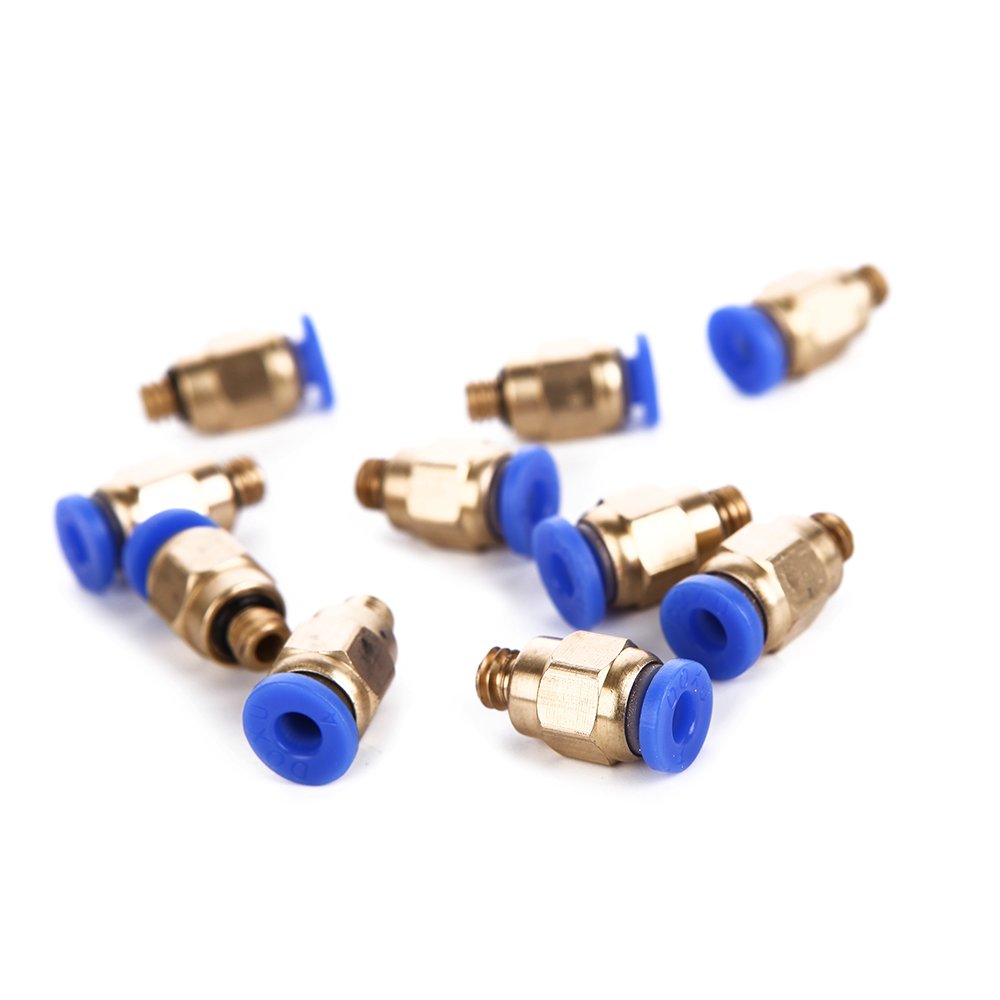 10Pcs PC4-M6 Pneumatic Straight Fitting Joint for 4mm Tube, M6 Thread