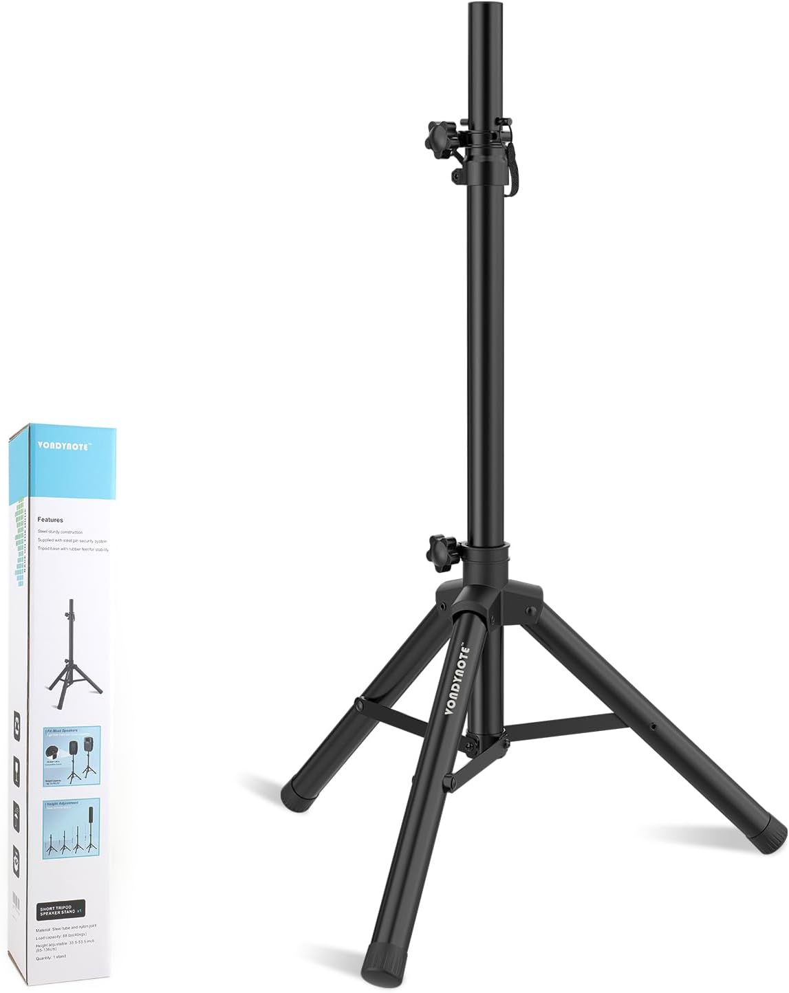 Single Tripod Speaker Stand 33.5"-53.5" PA DJ Short Speaker Stand | Short Mini Speaker Mount Stand, 35mm Pole Mount
