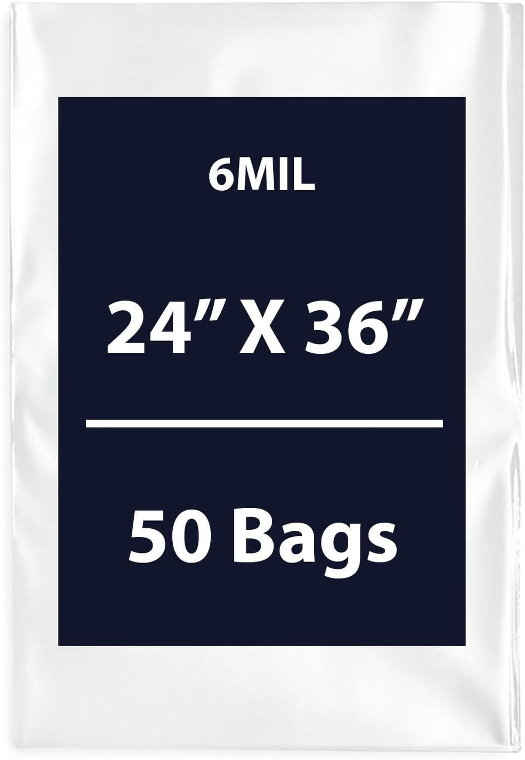 Clear Flat Poly Bags, 6Mil 24" X 36" & 10 Bags | Low-Density Polyethylene (LDPE), Flat Open Top Plastic Packaging