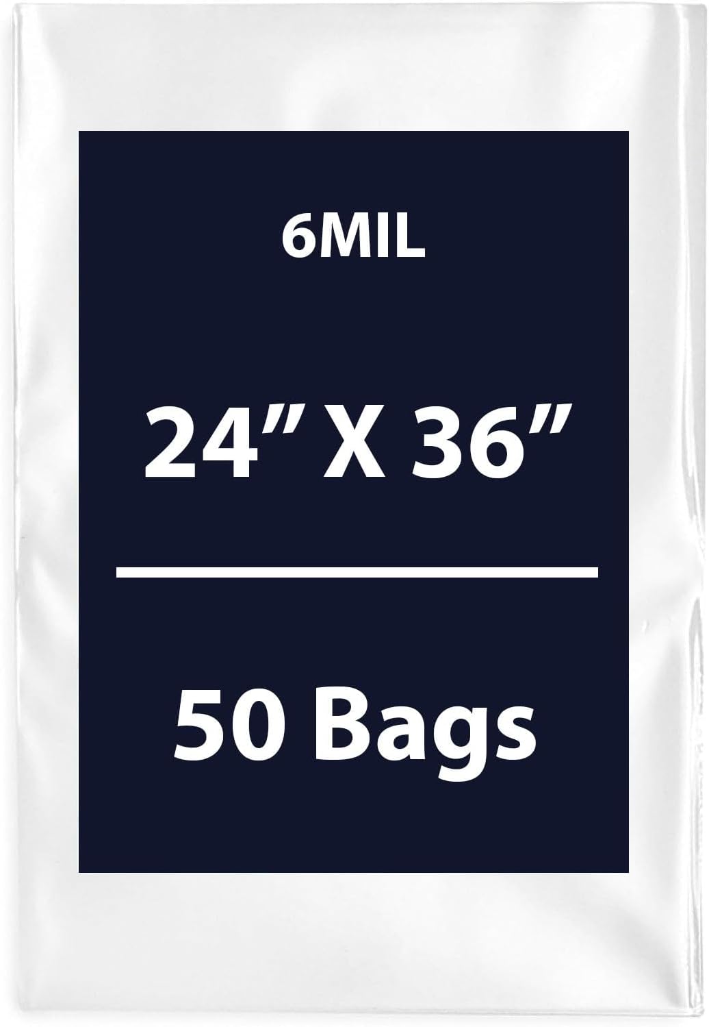 Clear Flat Poly Bags, 6Mil 24" X 36" & 10 Bags | Low-Density Polyethylene (LDPE), Flat Open Top Plastic Packaging