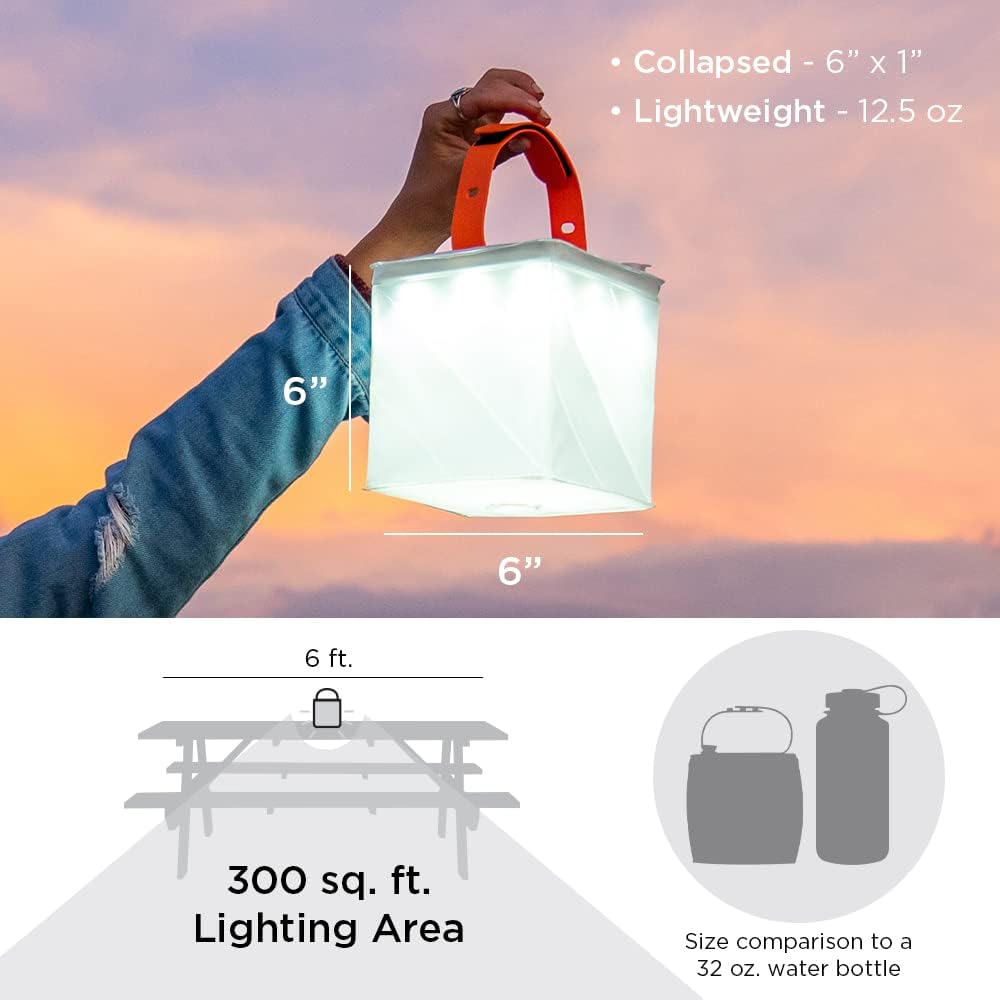 2-in-1 Solar Camping Lantern and Phone Charger - Inflatable LED Lamp for Camping, Hiking and Travel - Emergency Light