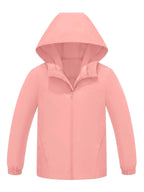 Kids Waterproof Rain Jacket Lightweight Raincoat(Pink,10-12years)