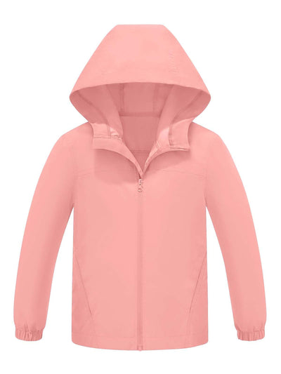 Kids Waterproof Rain Jacket Lightweight Raincoat(Pink,10-12years)