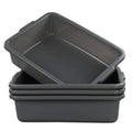 4-Pack Bus Tubs, Commercial Tote Box, Plastic Bus Box (13 L), Grey