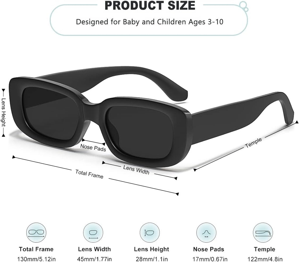 Retro Rectangle Kids Sunglasses 90’s Vintage Fashion Narrow Square Frame Glasses Shades for Girls Boys UV Protection