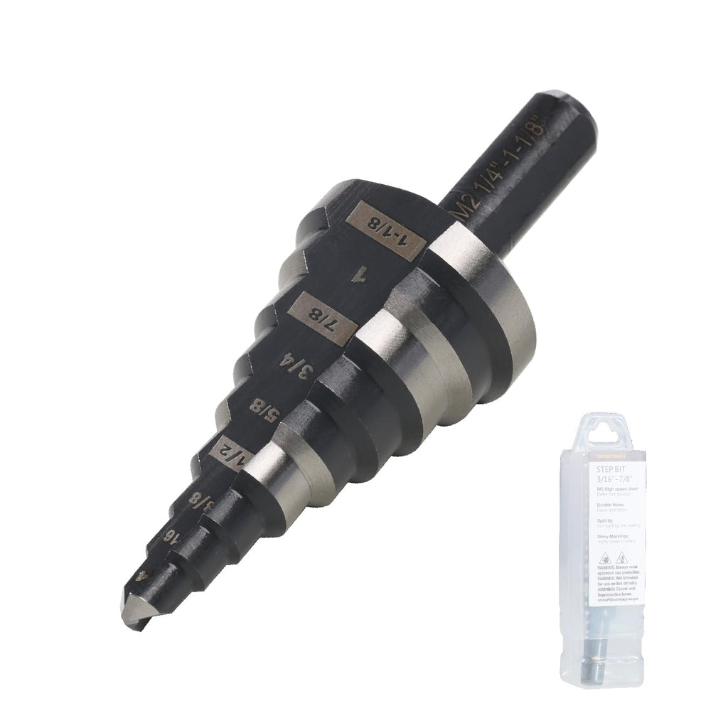 1/4"-1-1/8" M2 Step Drill Bit Unibit for Hole Drilling 9 Sizes