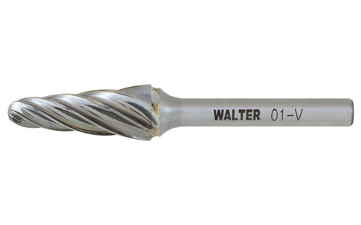 Walter 01V069 Carbide Burr, Cone SL-4, 1/2 x 1-1/8, 1/4 Shank, Non-Ferrous