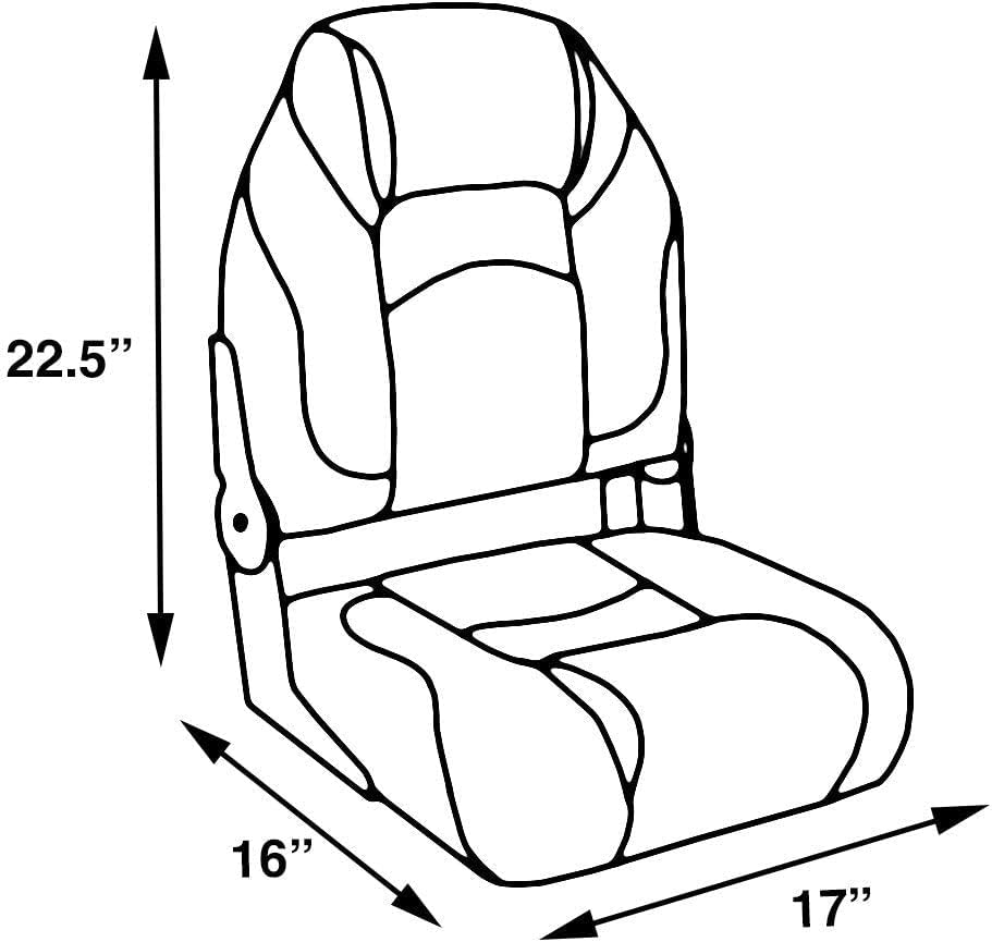High Back Folding Boat Seats - 2 pack - Charcoal and Gray